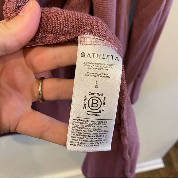 Athleta Pranyama restore wrap cardigan women’s large tawny rose pockets nirvana - Picture 9 of 16